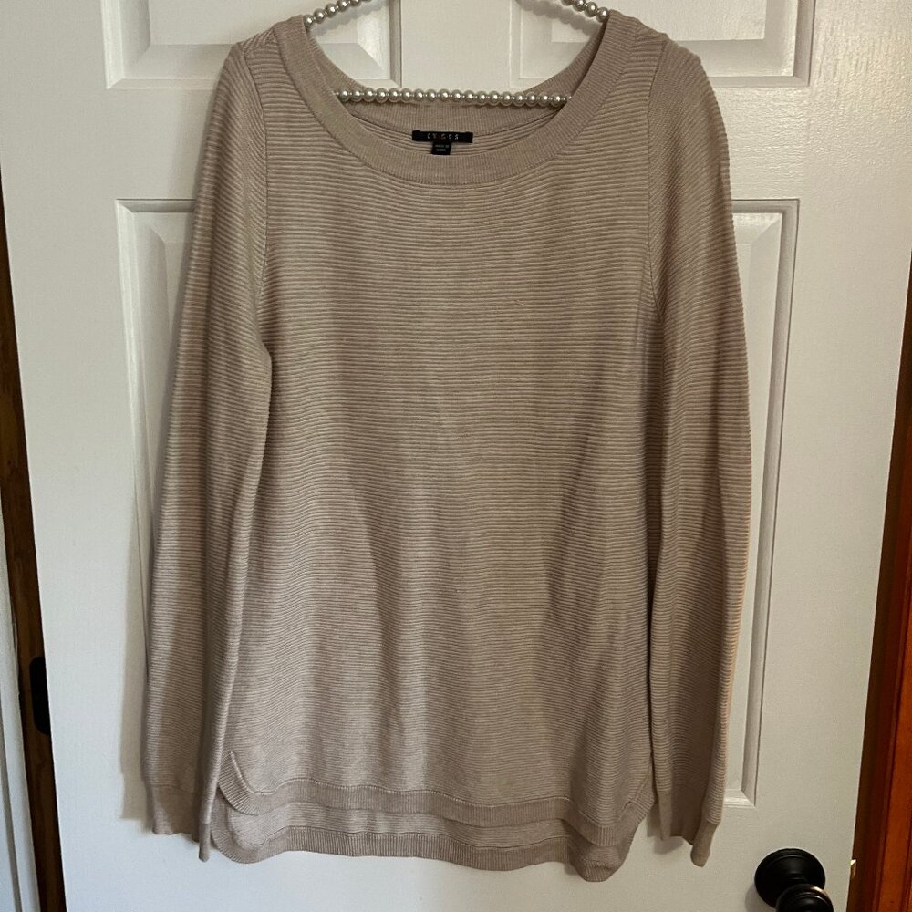 Cyrus Ladies Long Sleeve Horizontal Rib Knit Tunic Length Knit Sweater Size M